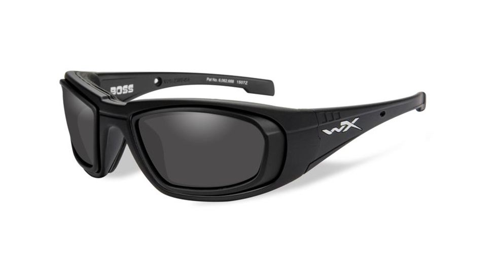 Wiley X Boss Sunglasses, Smoke Grey/Matte Black w/RX RIMs, CCBOS03D