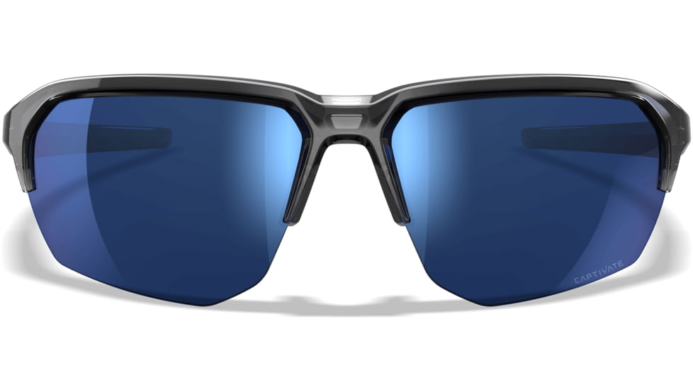 Wiley X Changeable Series Jakl Captivate Non-Pol Sunglasses, Gloss Crystal Grey Frame, Blue Mirror Lens, CHJKL09