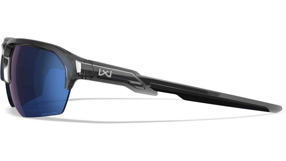 Wiley X Changeable Series Jakl Captivate Non-Pol Sunglasses, Gloss Crystal Grey Frame, Blue Mirror Lens, CHJKL09