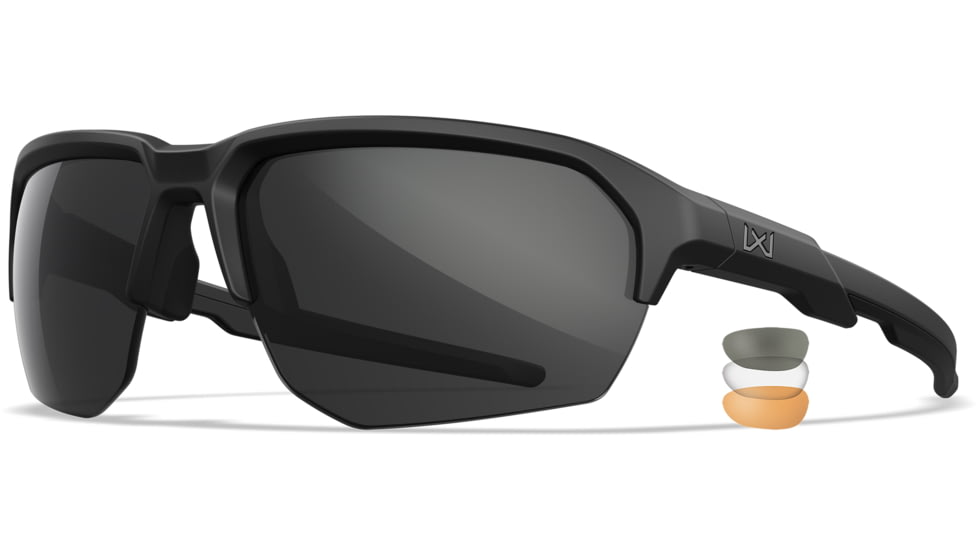 Wiley X Changeable Series Jakl Captivate Non-Pol Sunglasses, Matte Black Frame, Grey Clear Rust Lens, CHJKL08
