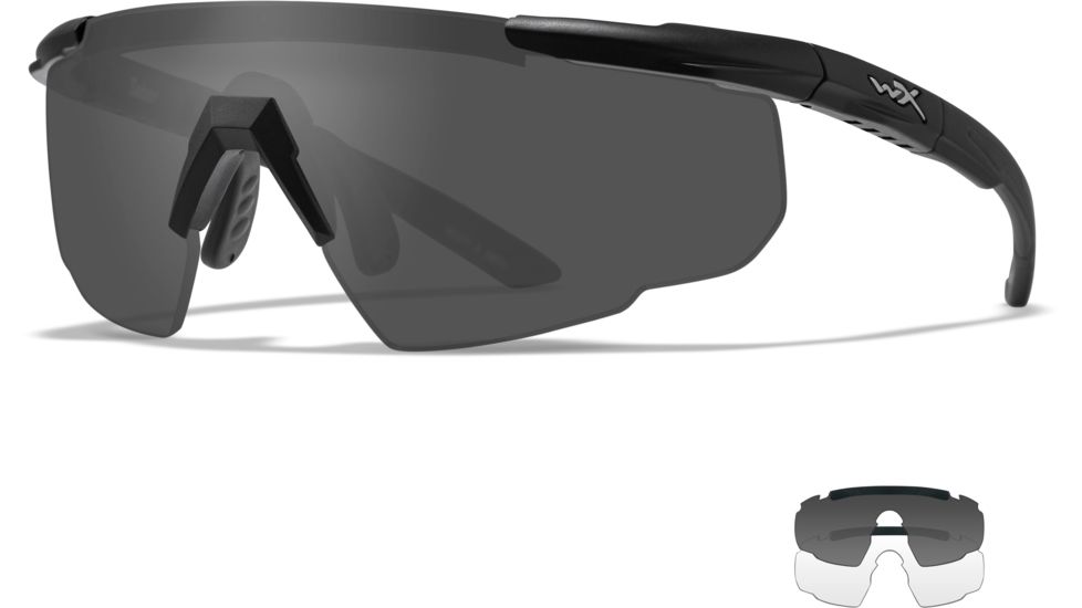 Wiley X Changeable Series Saber Advanced Safety Glasses, Matte Black Frame, Clear Grey Lens, 315