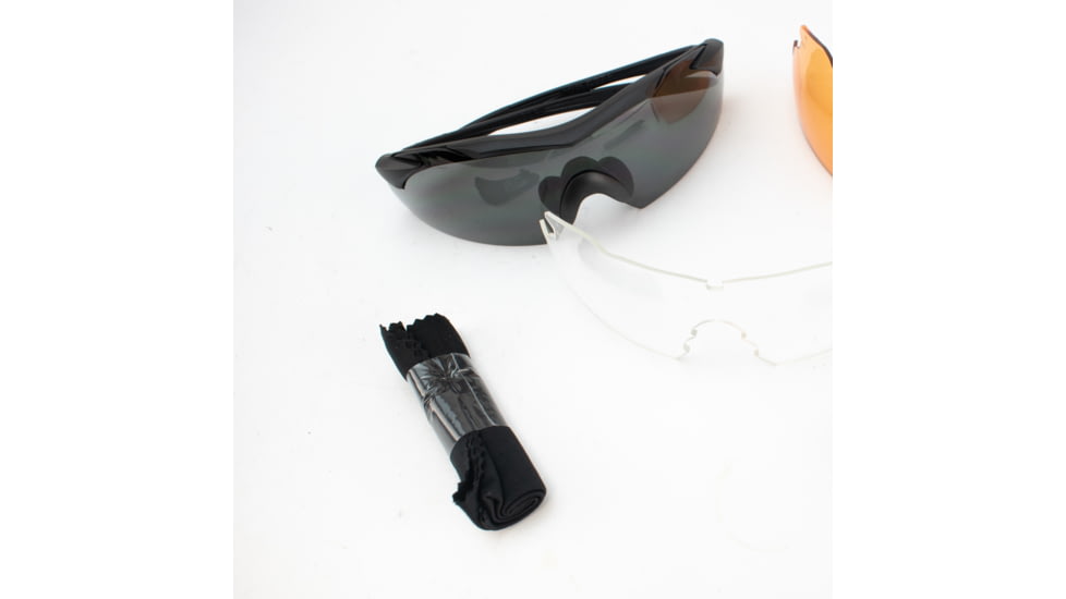 Wiley X Vapor Safety Sunglasses, 3 Lens Package, 1 Matte Black Frame w/Smoke Grey, Clear, Light Rust Lens, 3502