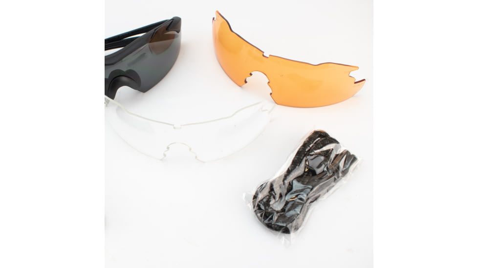 Wiley X Vapor Safety Sunglasses, 3 Lens Package, 1 Matte Black Frame w/Smoke Grey, Clear, Light Rust Lens, 3502