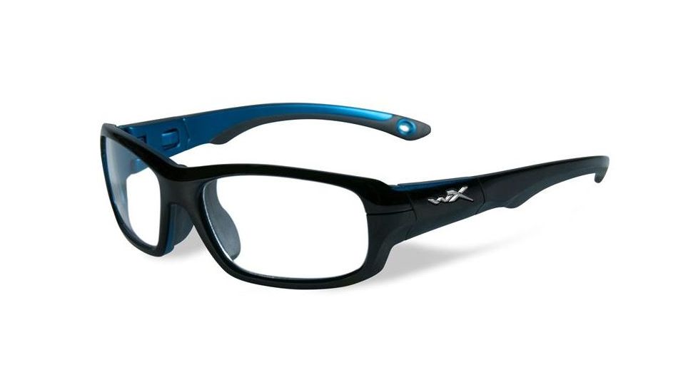 Wiley X Gamer Progressive Prescription Sunglasses, Gloss Black/Metallic Blue Frame, YFGAM02PR