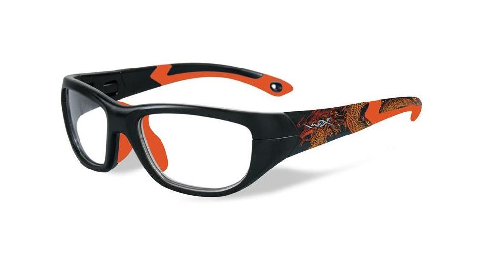 Wiley X Victory Bifocal Prescription Sunglasses, Matte Black w/Dragon/Sonic Orange Frame, YFVIC04BI