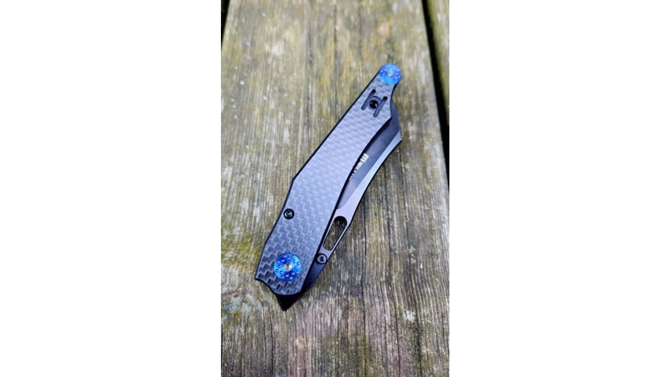 Willumsen Copenhagen Demon Barber Folding Knife, 4.13in Closed, 2.25in Black Finish Stainless Steel Blade, Black G10/Carbon Fiber Handle, DB23PVD