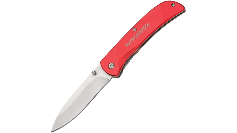 Winchester Knife 6.75'' Oal Ss /red Aluminum Handle W/clip