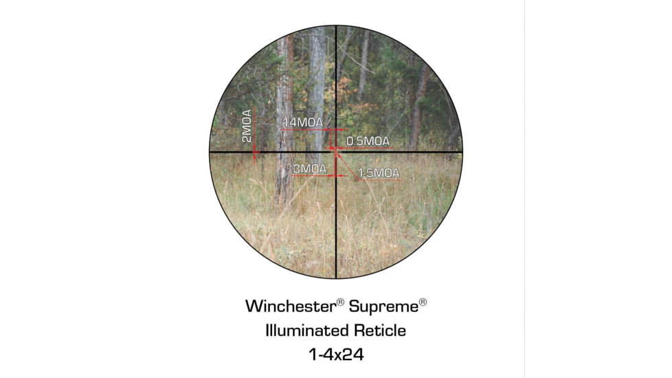Winchester Supreme Optics 1-4x24mm IR Riflescope, Black, 1-4x24IR
