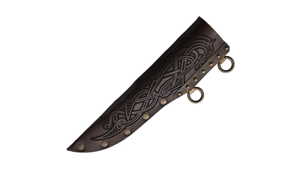 Windlass Viking Huntsmans Hadseax Knife, 4.25 satin finish stainless blade, Brown wood and sculpted bone handle, 404538