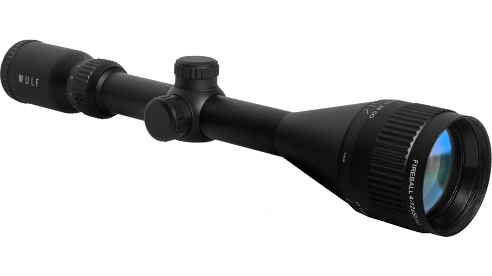 Wulf Optics Fireball 4-12x50 AO Rifle Scope, 1in Tube, Second Focal Plane, Half Mil-Dot Reticle, Black, WU9101