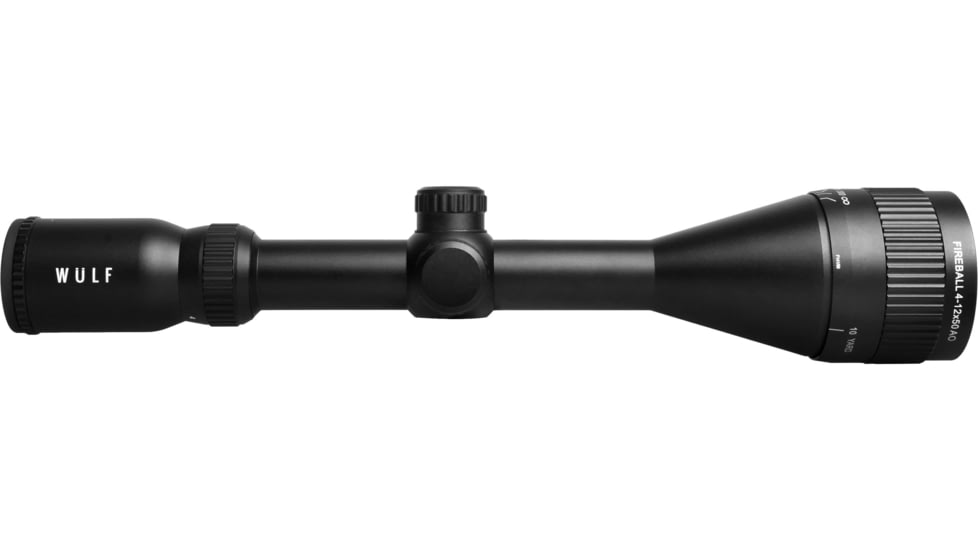 Wulf Optics Fireball 4-12x50 AO Rifle Scope, 1in Tube, Second Focal Plane, Half Mil-Dot Reticle, Black, WU9101