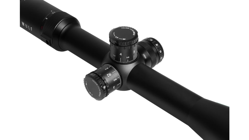 Wulf Optics Hurricane 6.5-25x50 Rifle Scope, 30mm Tube, Second Focal Plane, Red/Blue Half Mildot Reticle, Black, WU9105