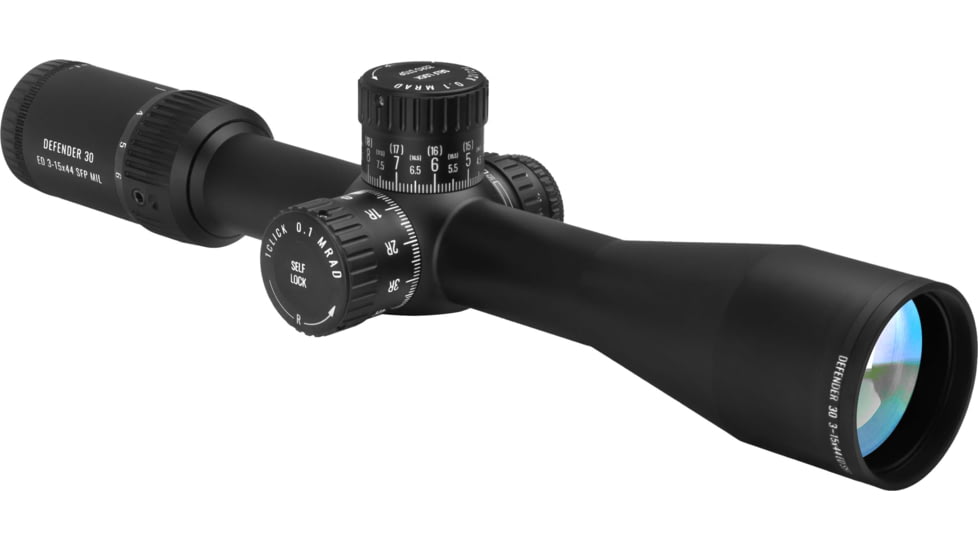 Wulf Optics Wulf Defender 30 3-15x44mm 30mm Tube Second Focal Plane Rifle Scope, Black, Medium, WU9155