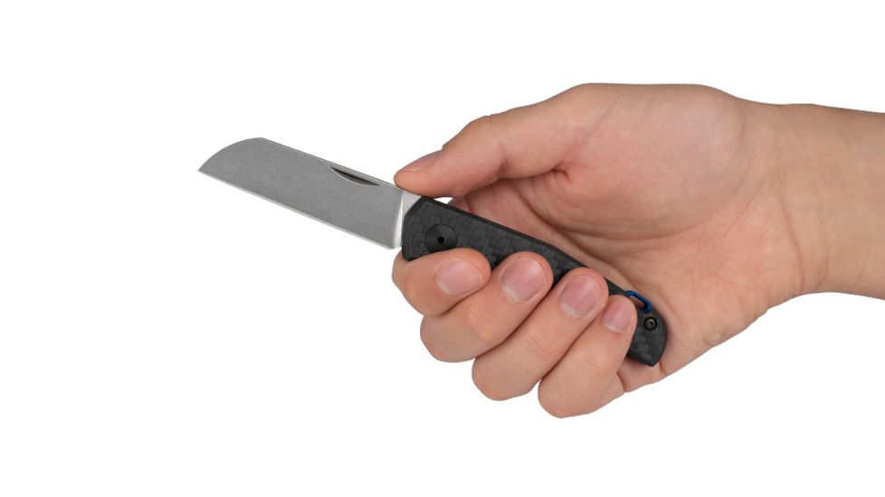 Zero Tolerance Anso Manual Folding Knife, 2.6in, CPM 20CV Steel, Sheepsfoot, Stonewashed finish, Carbon fiber Handle, 0230