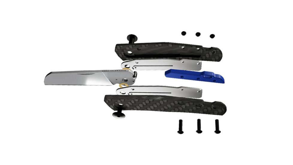 Zero Tolerance Anso Manual Folding Knife, 2.6in, CPM 20CV Steel, Sheepsfoot, Stonewashed finish, Carbon fiber Handle, 0230