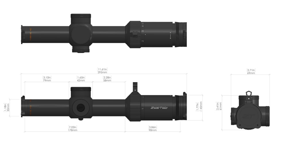ZeroTech Optics Thrive HD 1-8x24mm LPVO 30mm Tube Rifle Scope, Second Focal Plane, PHR 4 Illuminated Reticle, Black, TH1824P4-IR