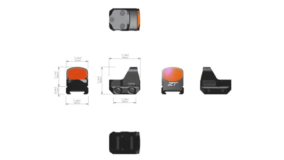 ZeroTech Optics Thrive HD RMR FootPrint Reflex Red Dot Sight w/ Low Mount, 1x28mm, 3 MOA Green Dot, Black, THDRS28GL