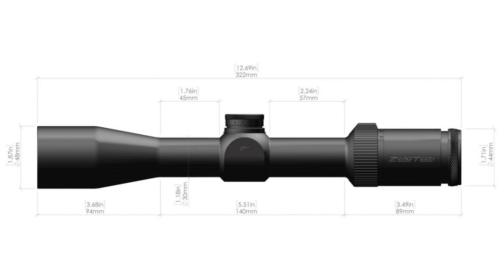ZeroTech Optics Thrive Rifle Scope, 3-9x40mm, 30mm Tube, Second Focal Plane, Duplex Reticle, Black, TH3940